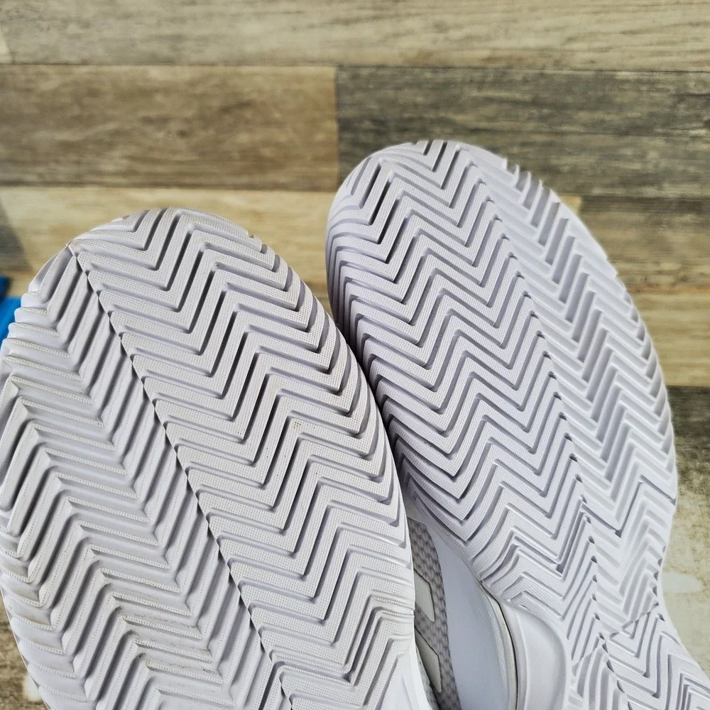Adidas Game Court 2 Mens Tennis Shoes White Matte Silver Mesh Lace Up Sz 7 D